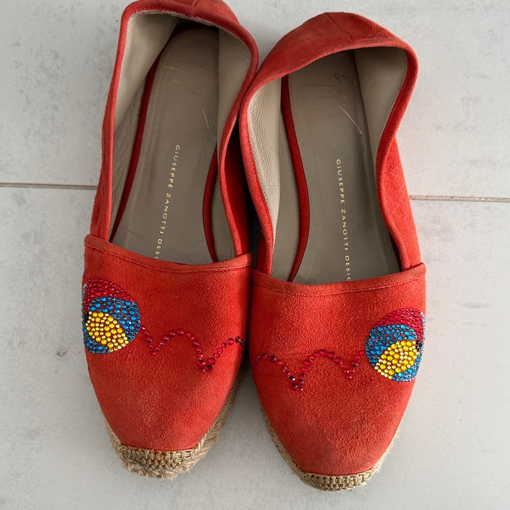 Giuseppe Zanotti Red Espadrille Flats size 8